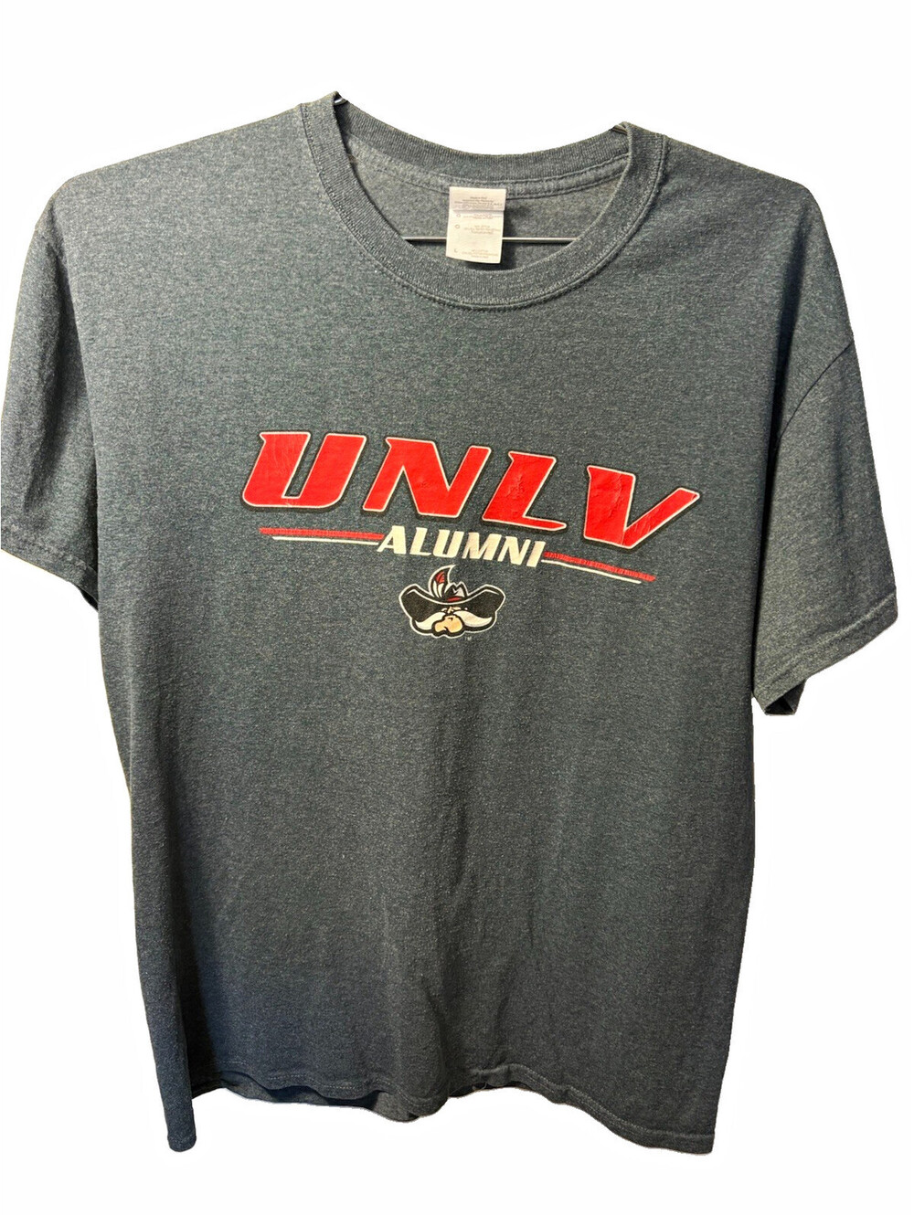 Gildan Ultra Cotton UNLV Rebels Rebel Gray Graphic T-Shirt Crew Neck Men’s L